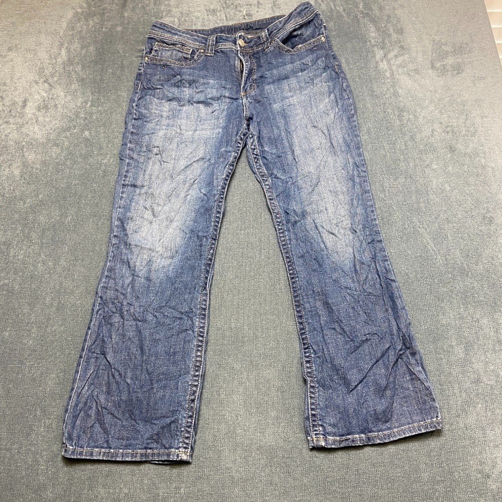 Wrangler Jeans Womens 14 Short Blue Denim Cotton Mid Rise Stretch Straight Leg